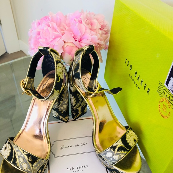 Ted Baker Gold and Blue Paisley platforms. - Picture 3 of 6